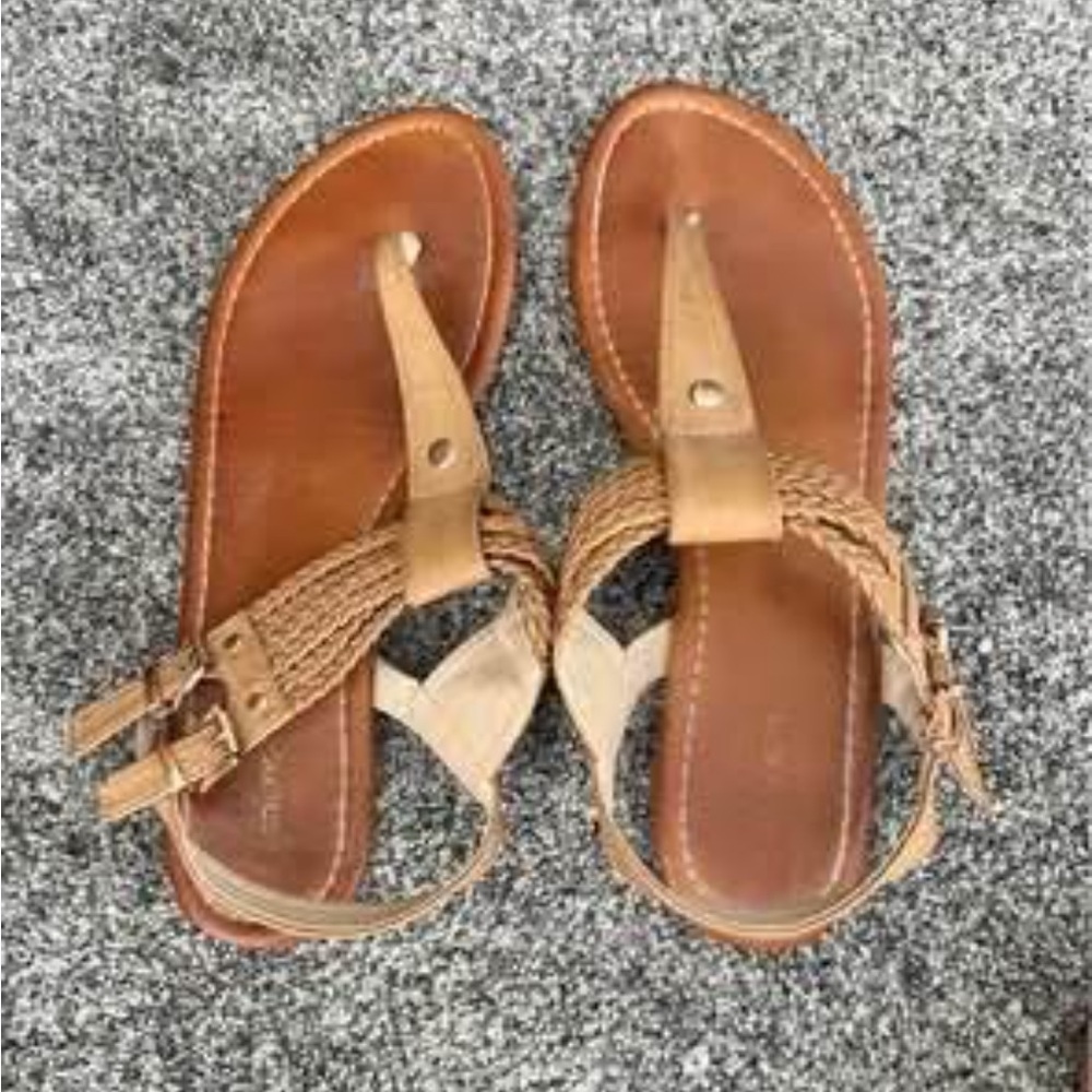 Braided Tan Leather Sandals